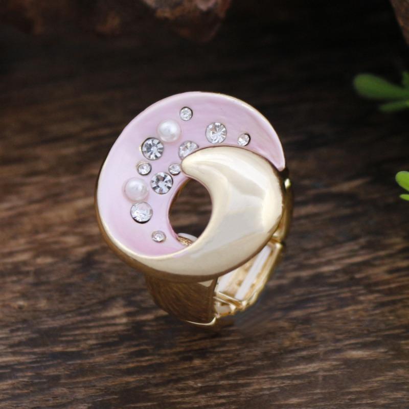 New enamel geometric hollow starry sky ring women's creative high sense diamond inlaid alloy ring