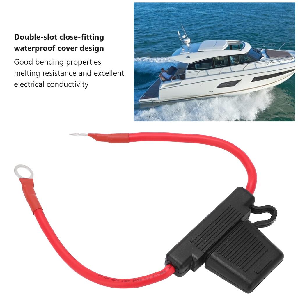 8AWG Fuse Holder Waterproof Fuse Holder PVC + Copper 30cm 12-24V Vehicle Marine Circuit Change Waterproof Cover Design