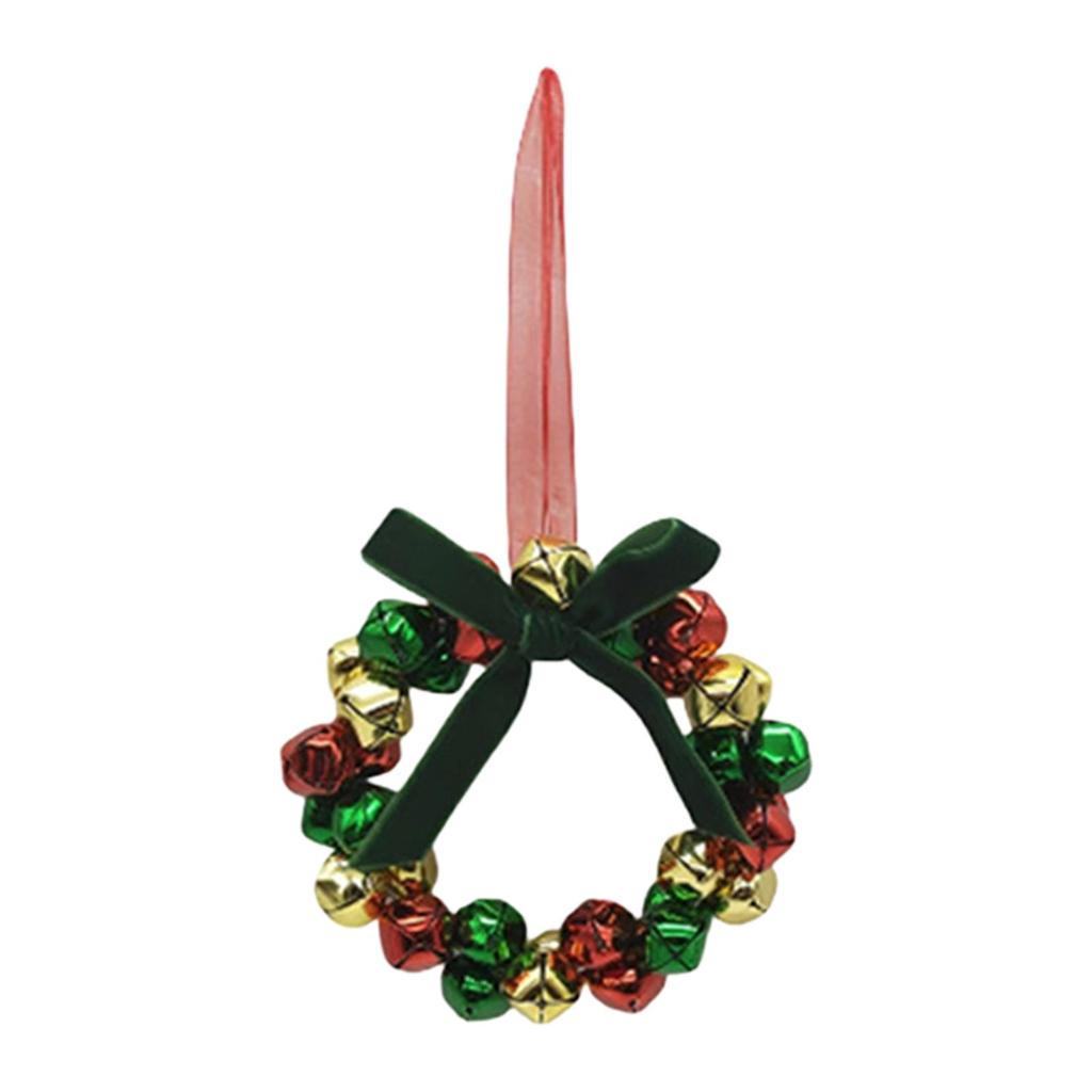 Christmas Bell Wreath with Bowknot Decorative Gift Hanging Decor Christmas Decoration Xmas Wreath for Outdoor Window Holiday