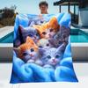 [1pc Soft Kittens Blanket] 1pc Lightweight Soft & Warm Adorable Kittens HD Print Flannel Blanket Ideal Gift for Cat Lovers