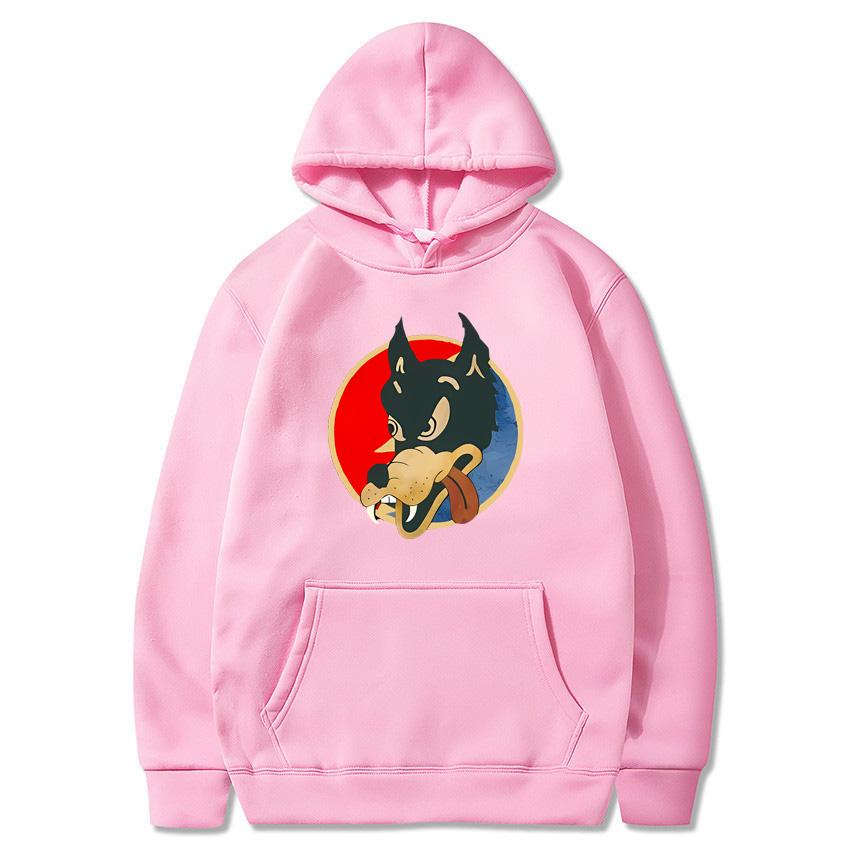 2025 Autumn/Winter Solid Color Wolf Head Classic Hoodie Men's Daily Casual Harajuku Hoodie Y2K Street Wear Warm Hoodie