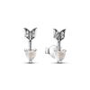 Sparkling Pearl Heart Hoop Earrings 925 Silver Bat Ghost Halloween Earrings Luxury Women Fine Jewelry Gift