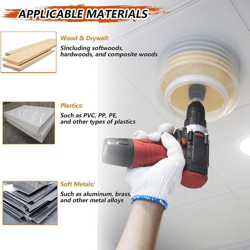A96I-6-19/64 Hole Saw For Recessed Lights,Hole Saw Dust Bowl For Recessed Lighting 6In Include 3/8In Hex Shank&SDS Plus Arbor