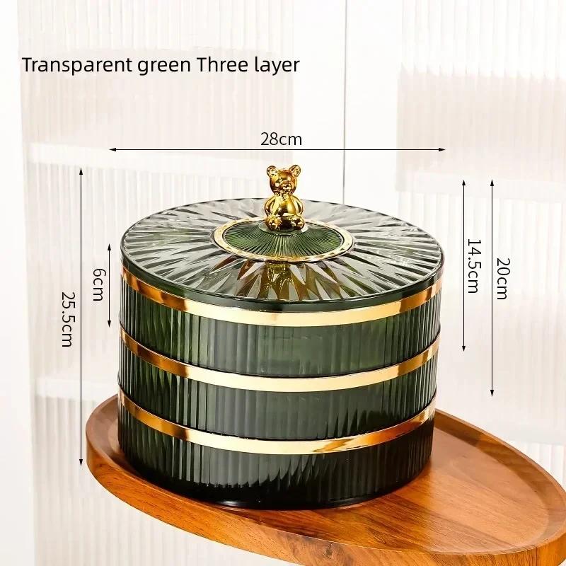Multi layer Transparent Snacks Box Dust-proof Acrylic Dry Fruit Tray Candy Nut Storage Box Modern Living Room Sundries Container