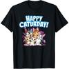 HAPPY CATURDAY Fun & Cute Kitty Cats Lover Kitten Face Retro T-Shirt