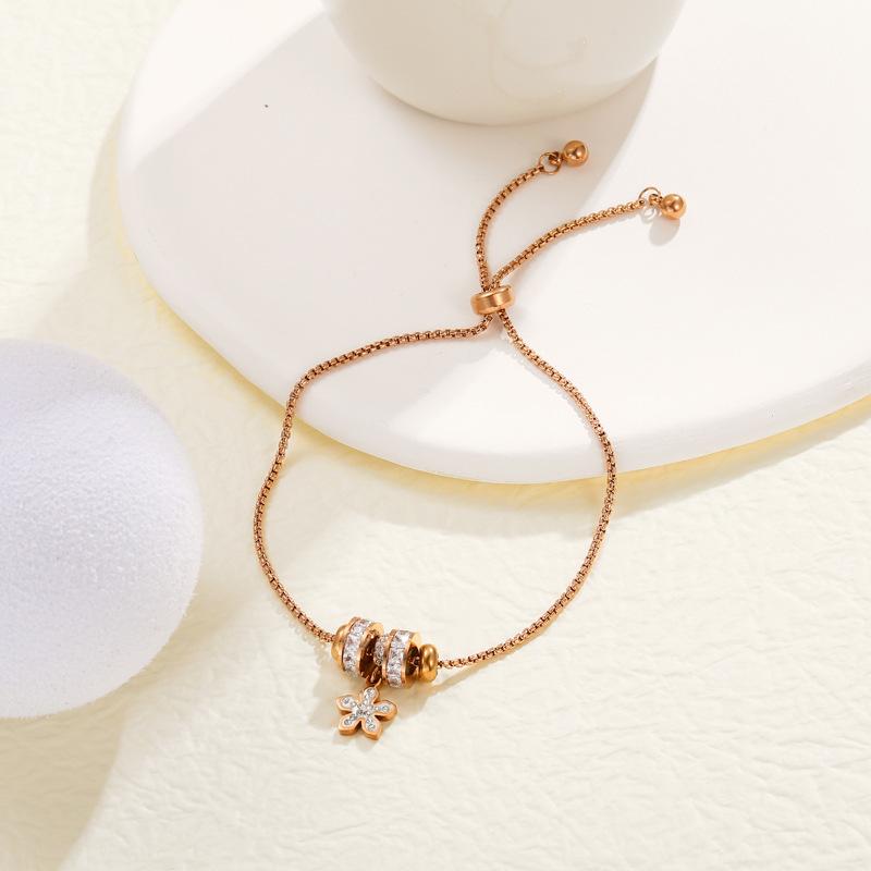 Pan Family Multi-Pull Bracelet Women'S Pull-Out Flower Pendant Stainless Steel Fashion Non-Fading Jewelry Titanium Steel Hand Ornament