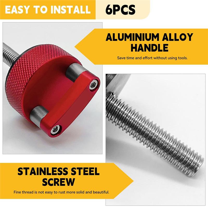 

6Pcs Hardtop Bolts Screw Quick Removal Fastener Thumb Screw Nut Kit For Jeep Wrangler JK 2007-20018 JL 2018--M53K червоний