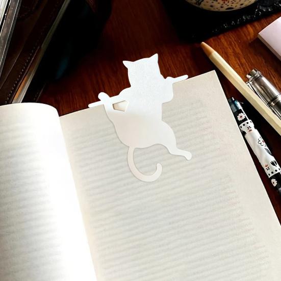 Practical Gifts for Avid Readers 3PCS Cartoon Cat Bookmark, Durable PET Cute Page Marker, Decorative Table Ornaments Home 3D Printing Lightweight