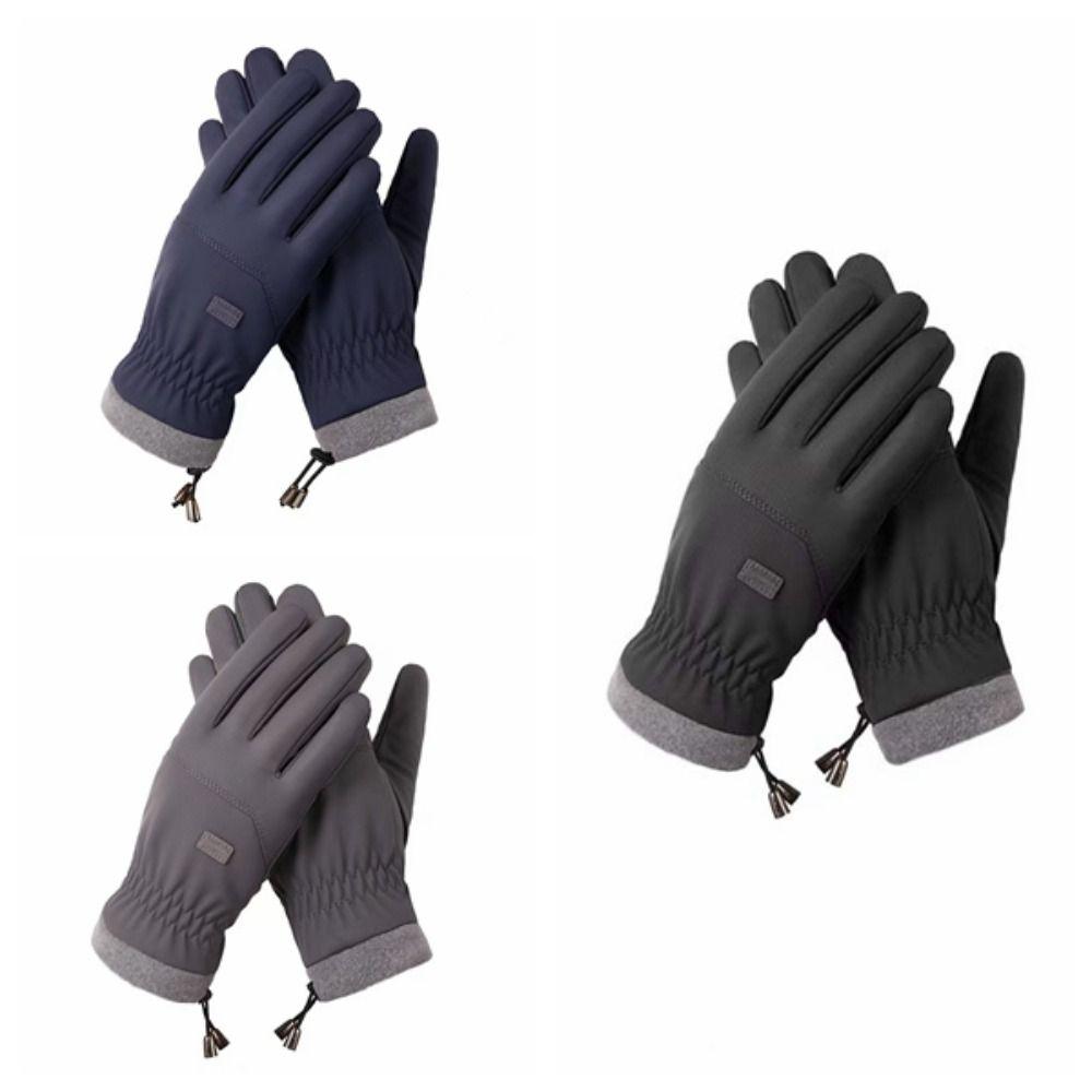 Drawstring Rope Skiing Gloves PP Cotton Waterproof Mittens Gift Plush Thickened Gloves  Winter