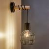 China Wall Sconce Modern Retro Bedside Wall Lamp Cage Light Black Color with Wooden Base Bracket Light for Aisle Indoor WL0334