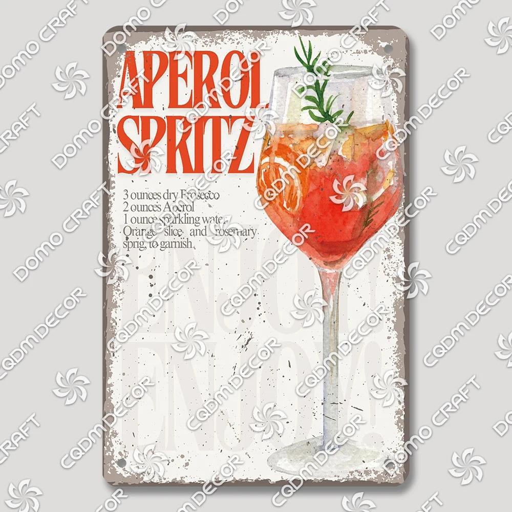 Vintage Drink Metal Tin Sign Wall Decor Mojito Margarita Aperol Spritz Negroni Limoncello  Perfect for Bar Pub Club