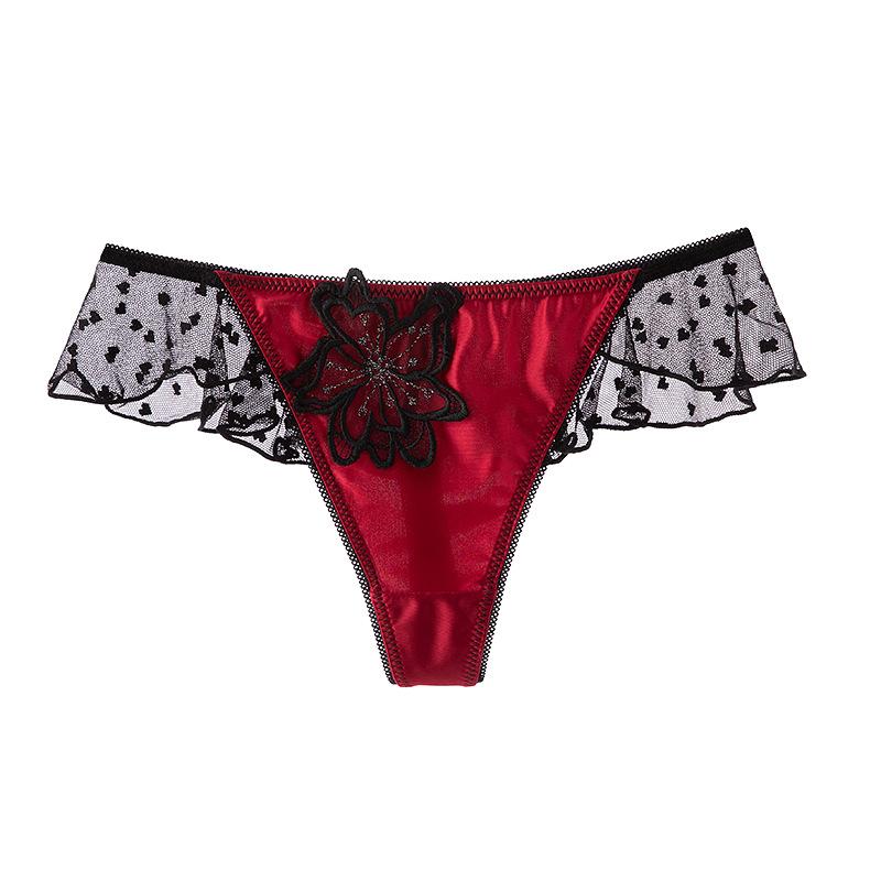 Lady Summer Sexy Pure Desire Lacy Perspective Honey Peach Hip Low Waist Thong Underwear