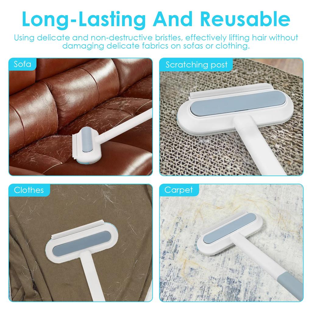 Long Handle Pet Hair Remover Brush 43/59cm Manual Lint Cat Dog Hair Cleaning Tools Pet Supplies for Carpet Sofa Bed Hair Remover