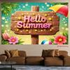 2D Colorful Hello Summer Tapestry for Room & Party Decor
