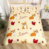 Kids Cartoon Dogs Duvet Cover Set King Size Corgi Pug Pattern Comforter Cover For Boys Girls Adult Bedroom Decor,Cute Puppy Pet