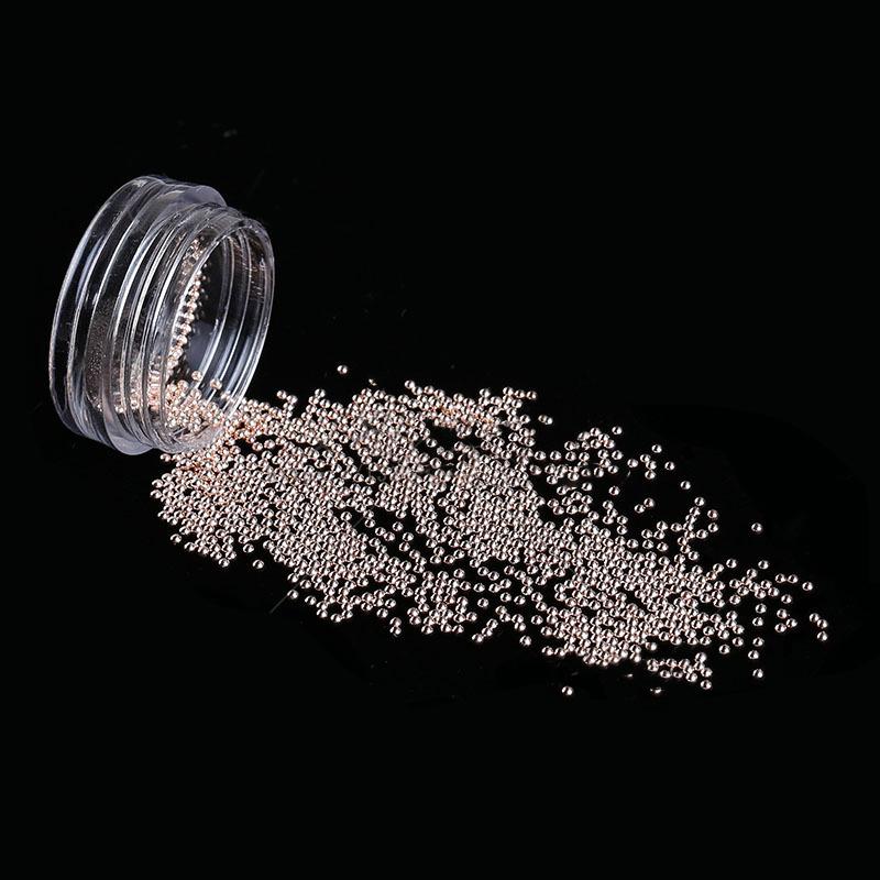 Caviar Nail Nails Gold And Silver Steel Beads Do Not Fade 1.2Mm Metal Microbeads 1000 Round Box Nail Jewelry