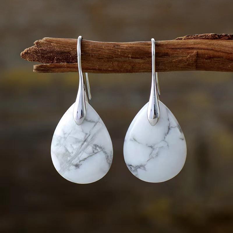 Natural Stone Pink Crystal Drop Earrings Fashion Jewelry For Women