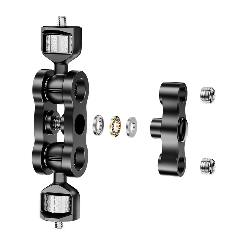 Metal Mount Arm 360 Degree Rotation Double Ballheads 1/4in Screw Mount for Camera and Lighting Equipment