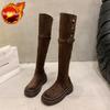 Women's Flip-Fold Thick Sole Over-The-Knee Chelsea Boots  Autumn/Winter New Chunky Heel Slimming Design Comfort Shoes