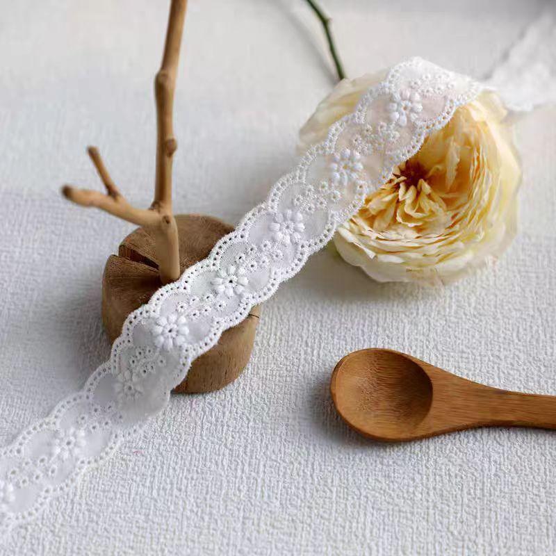 2 meter Blå Rosa Blomster Kant Broderi Blonder Bånd Kjole Klær Sy Tilbehør