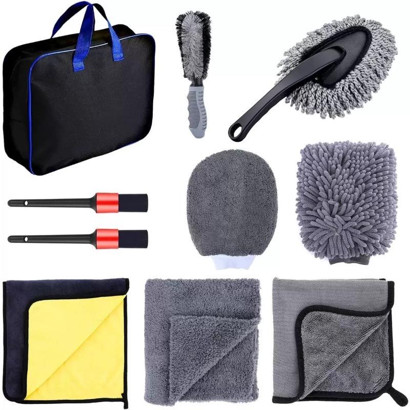 

10 Piece Set Car Beauty Brush Car Wash Tool Combination Multi Purpose Cleaning Detail Brush Kit Auto Cleaning Accessory серый
