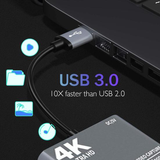 4K 1080P HDMI-compatible To USB 3 Video Audio Loop Out High Clarity 1080p60