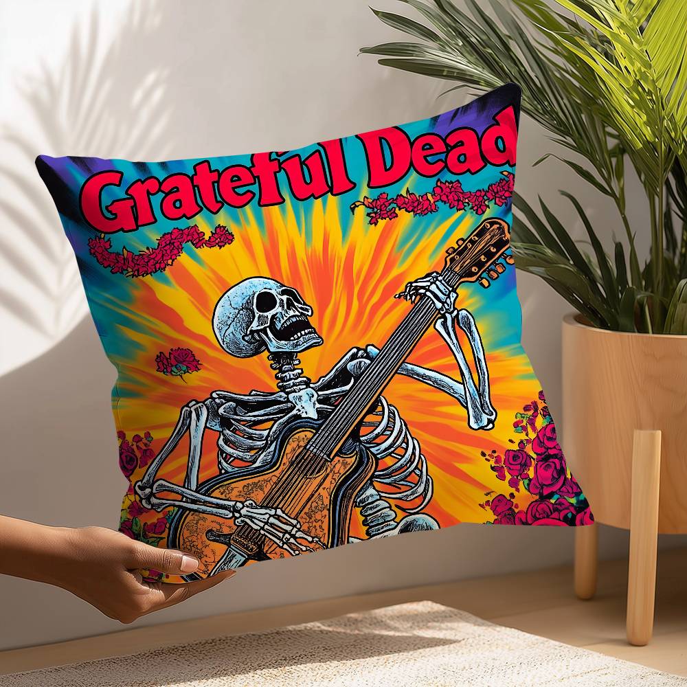 Rock Band G-Grateful Dead Pillow Case Square Double‑Sided Print Cushion Case For Sofa Home Bedchamber Decor Gift