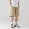 Shorts Masculinos Casuais Largos Estilo Japonês para Trabalho, Combinação Total, Verão, Cor Sólida, Pregueados, Comprimento até o Joelho