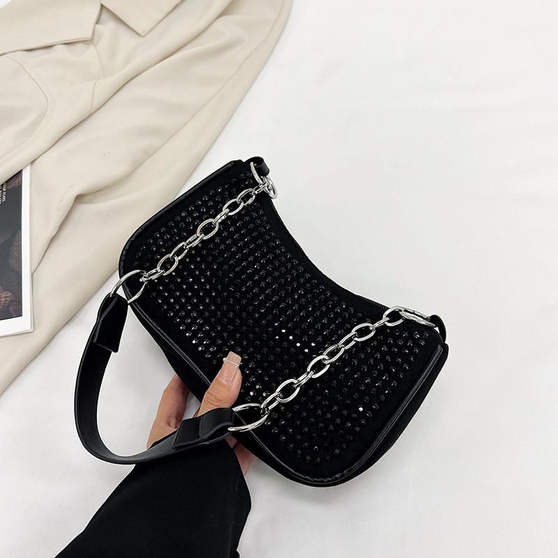 Chic Diamond-studded Shoulder Bag Trendy Spring 2024 Fashion Street Style