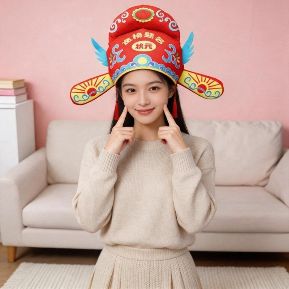 Celebration Ancient Zhuang Yuan Hat Adjustable Tassel Scorer Hat Costume Accessory Novelty Role Play Headgear Event