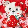 Summer 2026 Strawberry Bear Ribbed Triangle Romper with Faux Straps