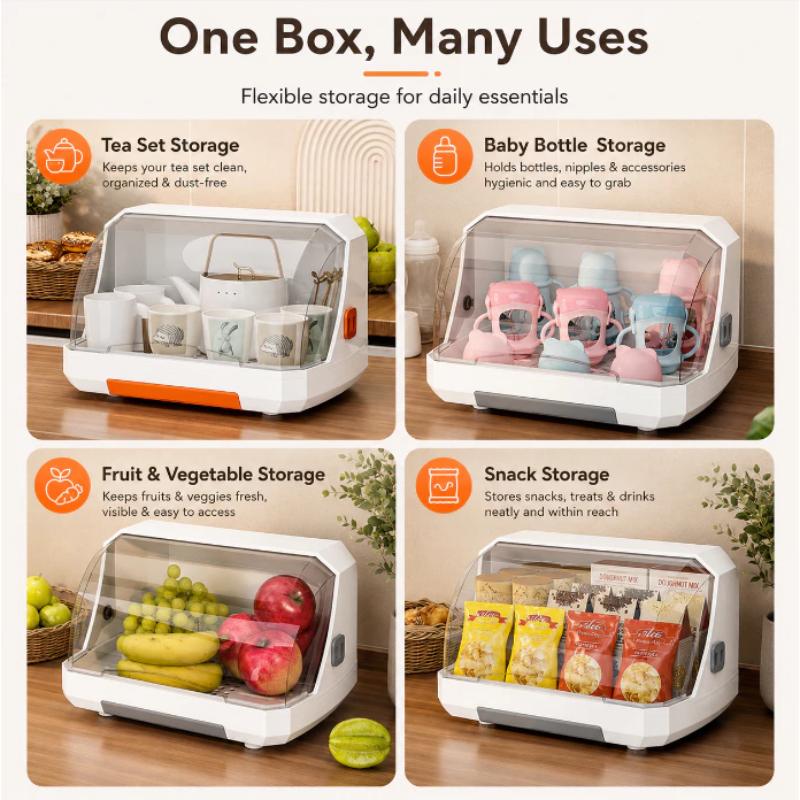 Cup Rack Dustproof Cover Clear View Cup Drainer Large Capacity Quick Drain Kitchen Organizer