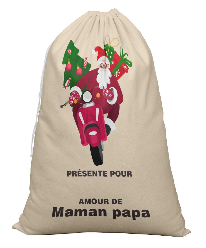 Printtoo 2 Pcs Large Santa Sacks with Drawstring Canvas Xmas Gifts Bags for Kids Christmas 27x20 Inch