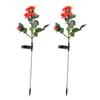 2pcs LED Solar Flower Lights Waterproof Artificial Rose Garden Lamp for Outdoor LandscapeRed
