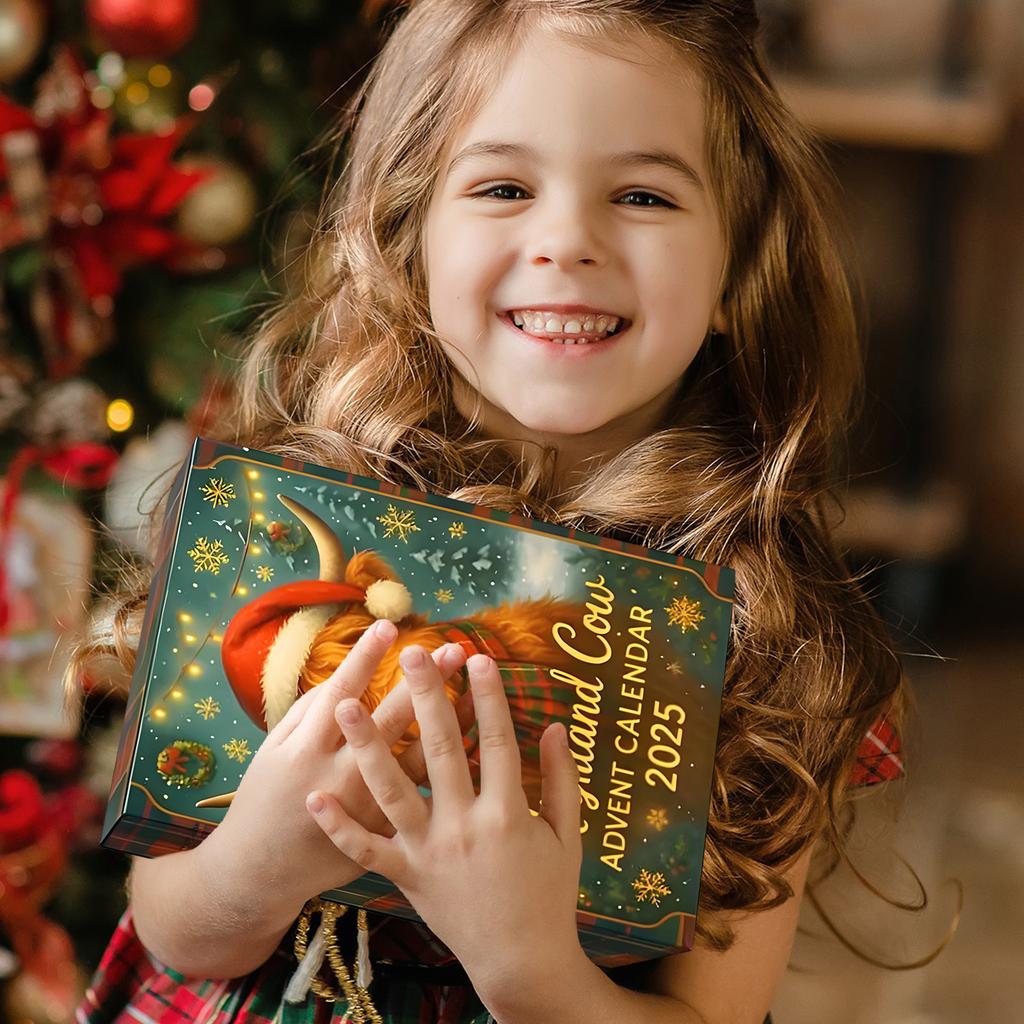 3D Highland Cow Christmas Advent Calendar 2025 with 24 Ornament 24 Days Countdown Calendar Xmas Calendar for Family Holiday Gift