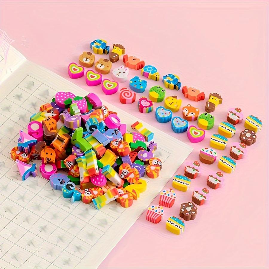 50pcs 1cm Pencil Rubbers Creative Fruit Animals Pattern Eraser Set for Students Correction Tools Office Stationery ZSY