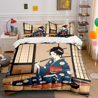 Traditional Japanese Kimono Set For Ceremonies  Kid'S And Adults' Bedroom Decor, Exquisite Three-Piece Bedding Set Gift