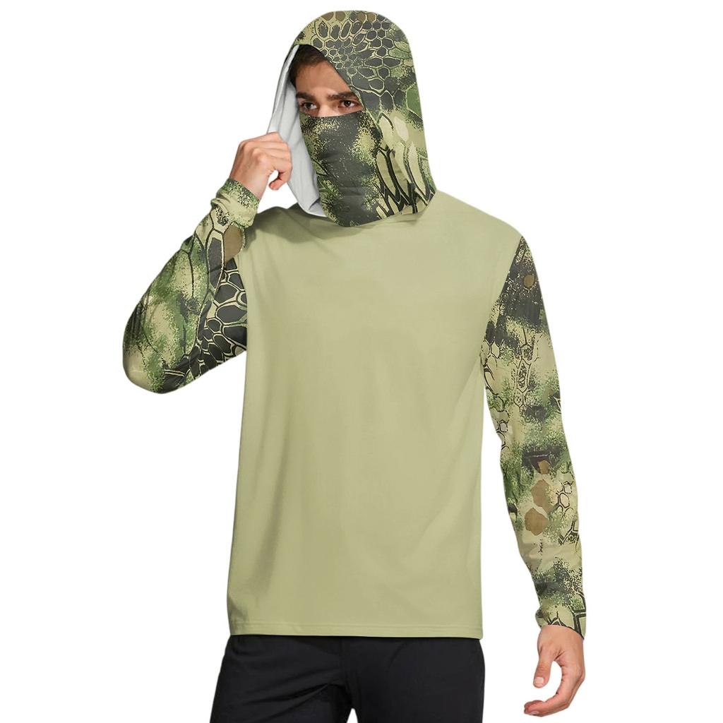 Men's Shirt With Mask Lightweight Long Sleeve Hooded Hiking Fishing Performance
