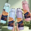 1PC Las Vegas Retro City Sign Print 750ml Color Plastic Sports Water Bottle Leakproof Flip Straw Lid Suitable for Sports Office Home Use