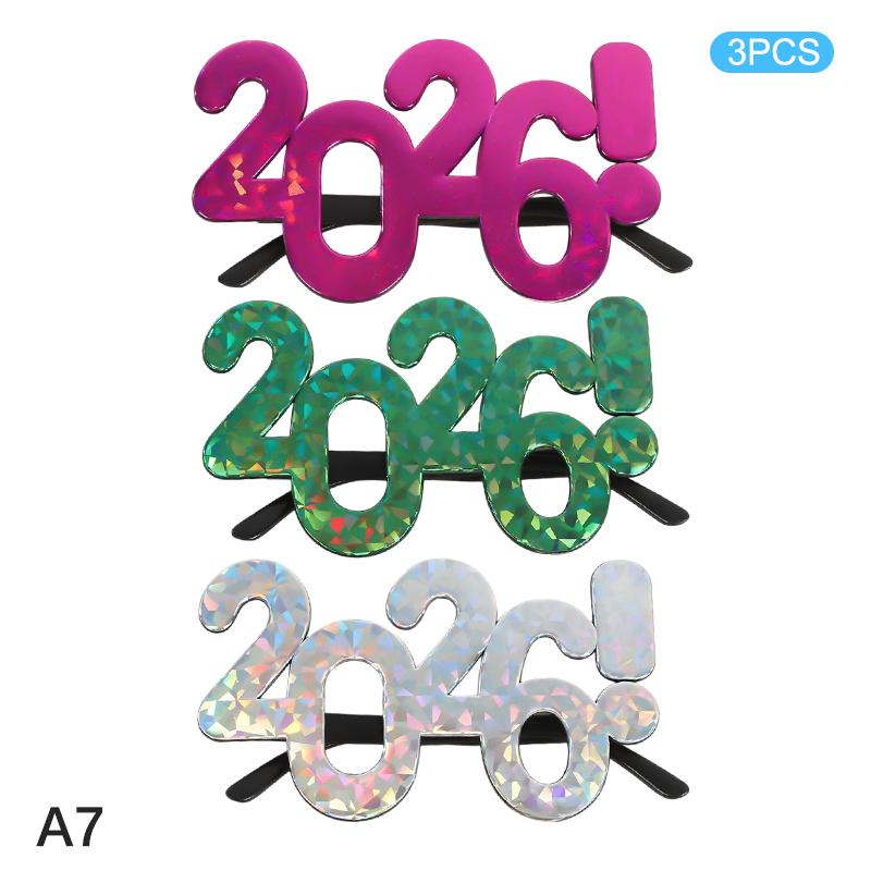 2026 Number Eyeglasses Happy New Year Glasses Diamond Glitter Sunglasses Cosplay Prop Xmas Party Decoration Funny Glasses