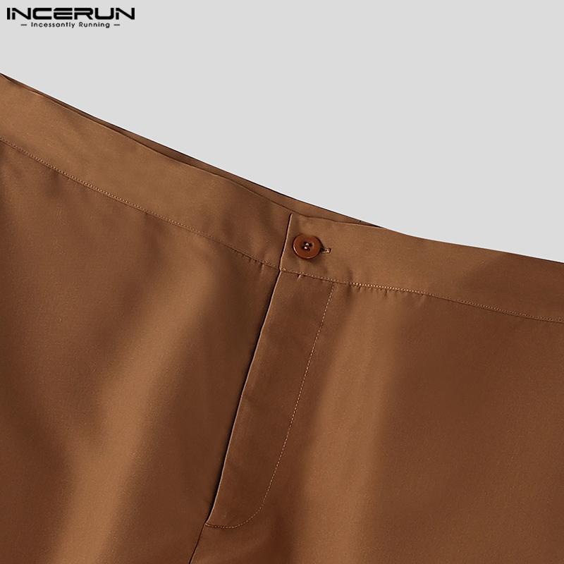 INCERUN Herren Lässig Reißverschluss Taille Seite Gerüscht Lässig Lang Weites Bein Hose