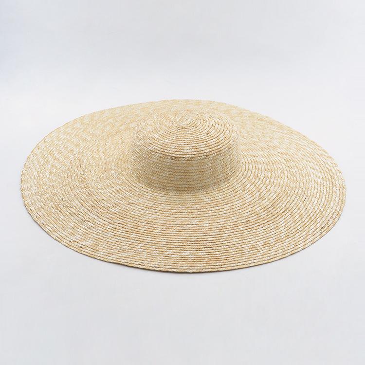 Spring and summer new enlarged hat flat straw straw hat ladies stage concave shape sun hat