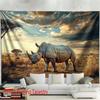 Cinematic Rhino Safari Tapestry Wall Hanging Decor 180x280cm African Wildlife Nature Art for Living Room Home Decoration