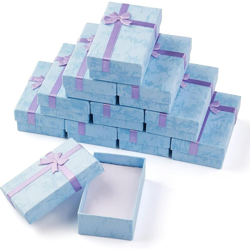 12Pcs Black Small Jewelry Gift Boxes 3.19x2.03 Inch Bracelet  Earring Packaging Boxes With Lids Bowknot for Easter Valentines Day Jewelry Display