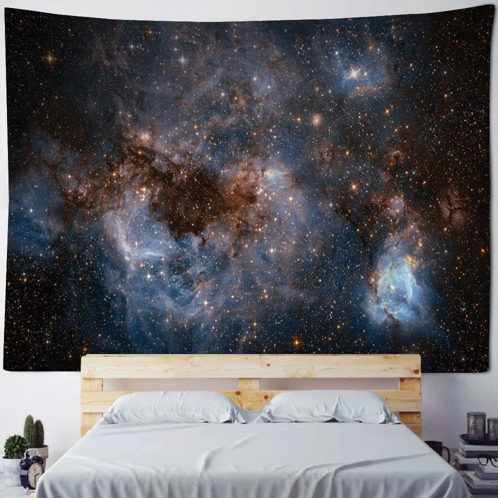 Starry Sky Wall Tapestry Home Ceiling Decoration Bohemian Style Space Planet Fabric Background Poster Bed Sheet Beach Mat
