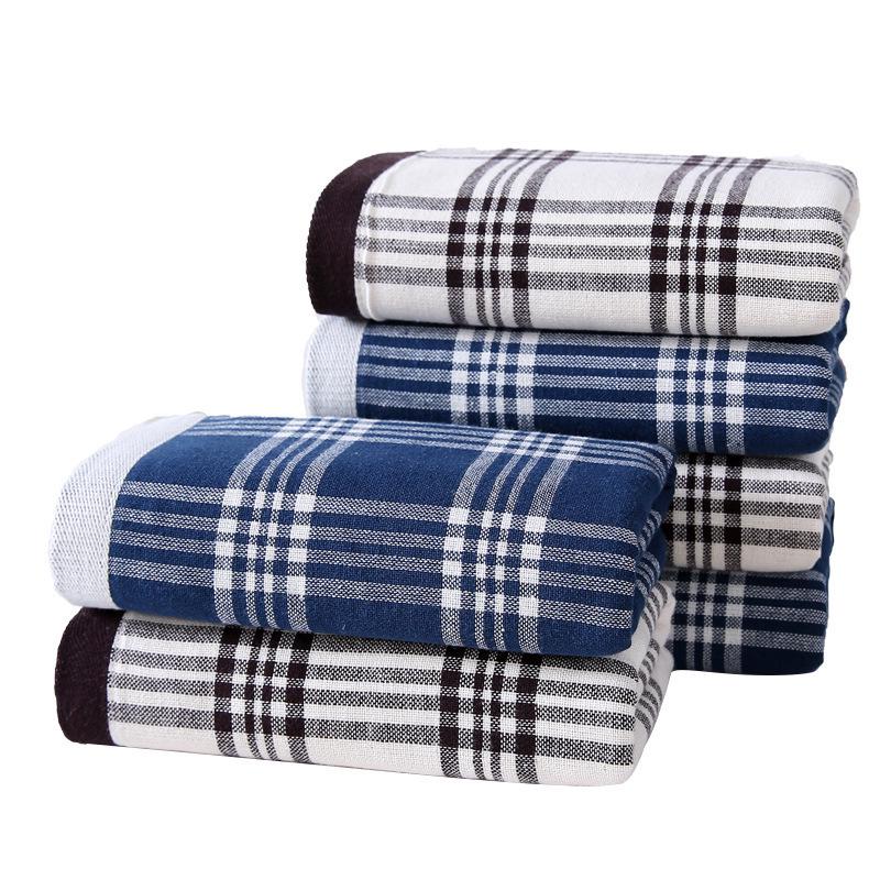 Premium Cotton Plaid Towel: Soft Gauze Front & Terry Loop Back, Perfect for Face Washing & Business Gifts