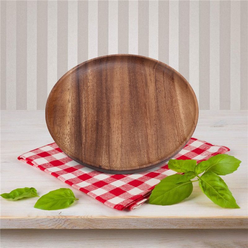 J1UL1N Round Solid Wood Board Whole Acacia Wood Fruit Plate Wooden Saucer Tea Plate Dessert Dinner Breakfast Plate