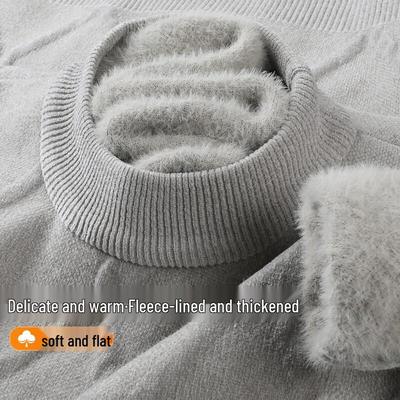 Men's Fleece-Lined Mock Neck Knit Sweater
