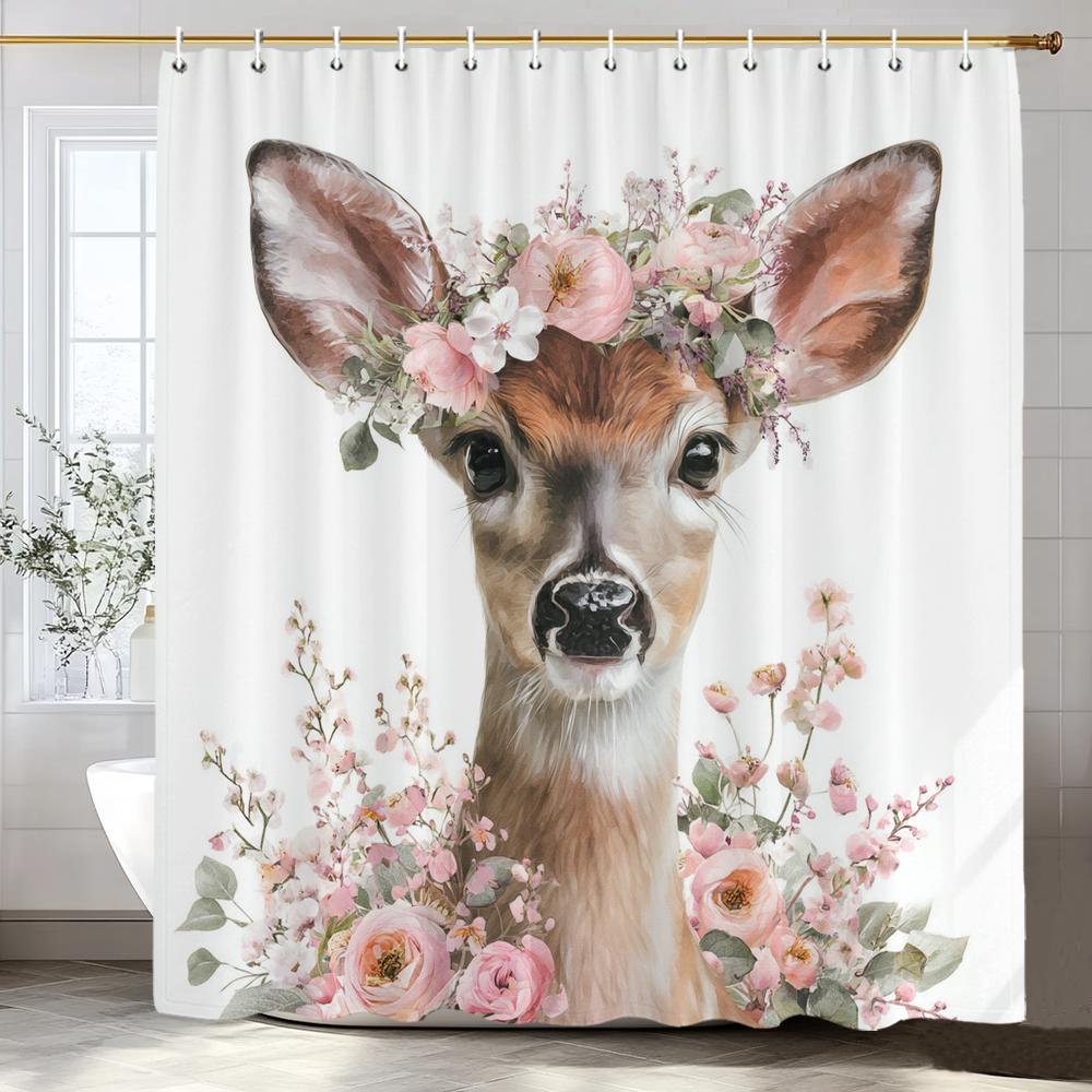 Leopards, Tigers, Wolves,Flower Animals Shower Curtain, Bathroom Shower Curtain, Waterproof Shower Curtain With Hooks