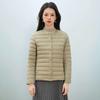 Women's new national standard 90 fleece new solid color women's clothing round neck V neck simple long sleeve down jacket